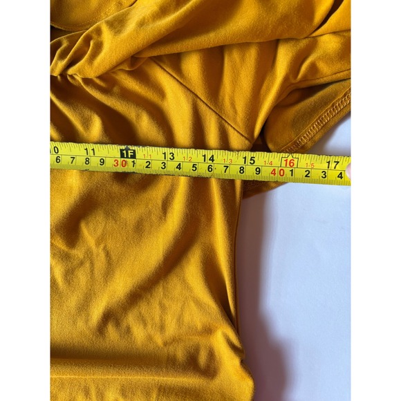 Pink Blush Maternity Golden Yellow Ruffle Off Shoulder Long Sleeve Dress Sz‎ S - Picture 5 of 8